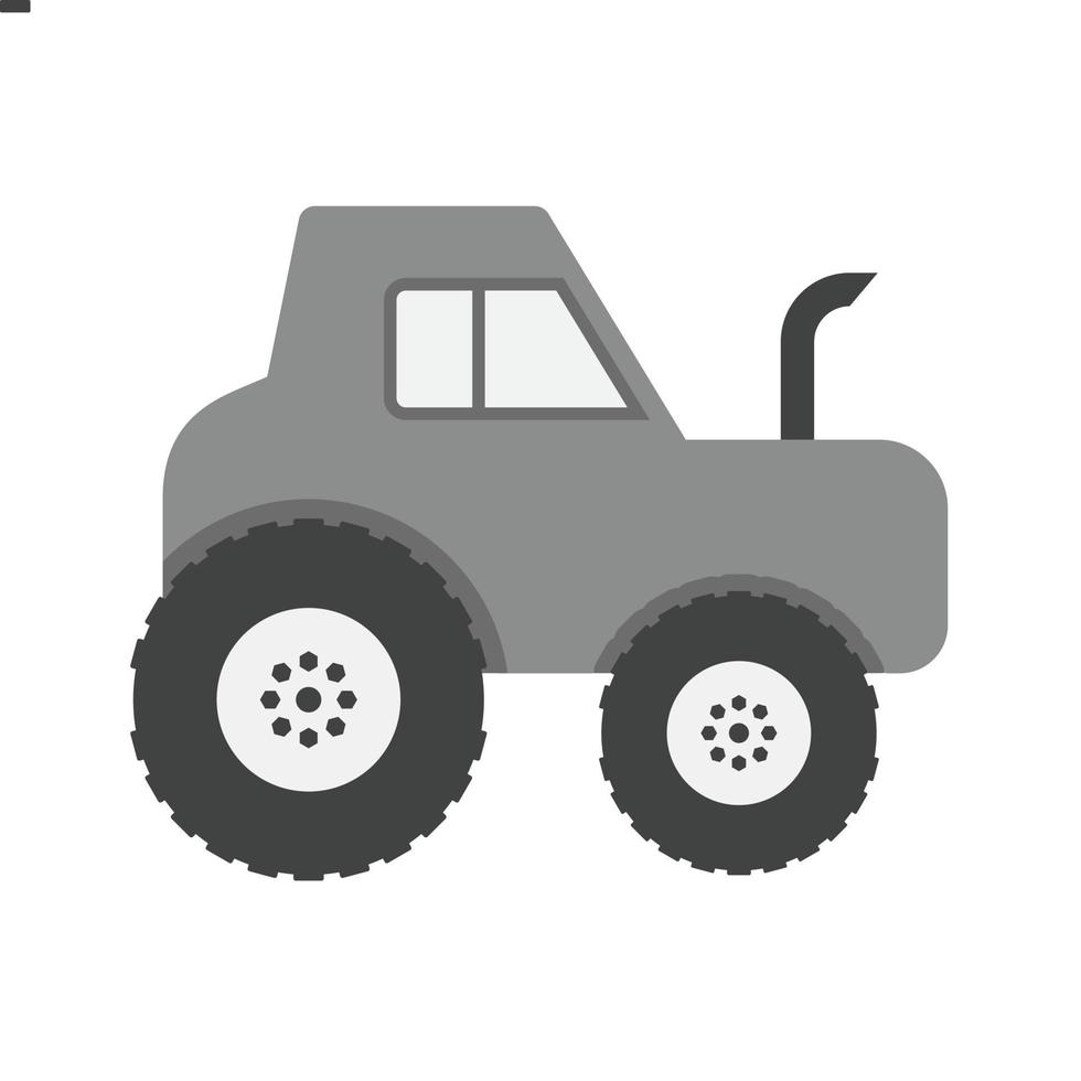 icono de tractor plano en escala de grises vector