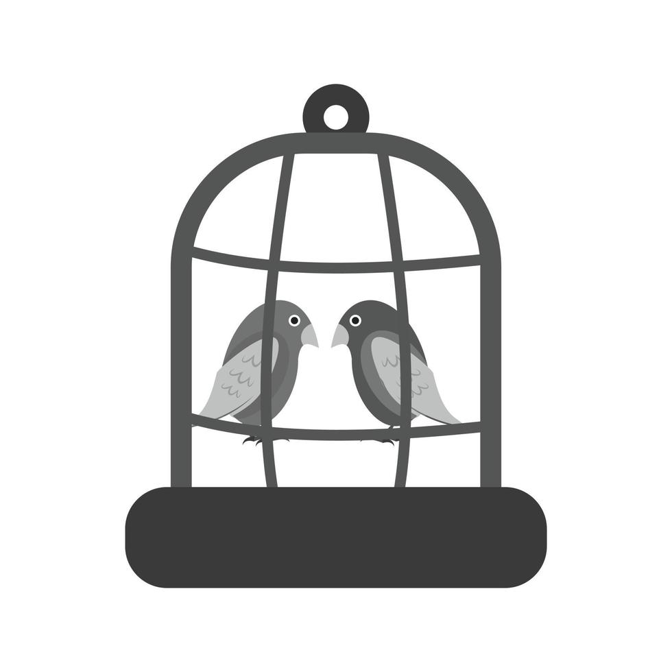 Bird in Bird House Flat Greyscale Icon vector