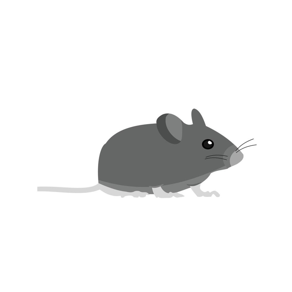 mascota, ratón, plano, escala de grises, icono vector