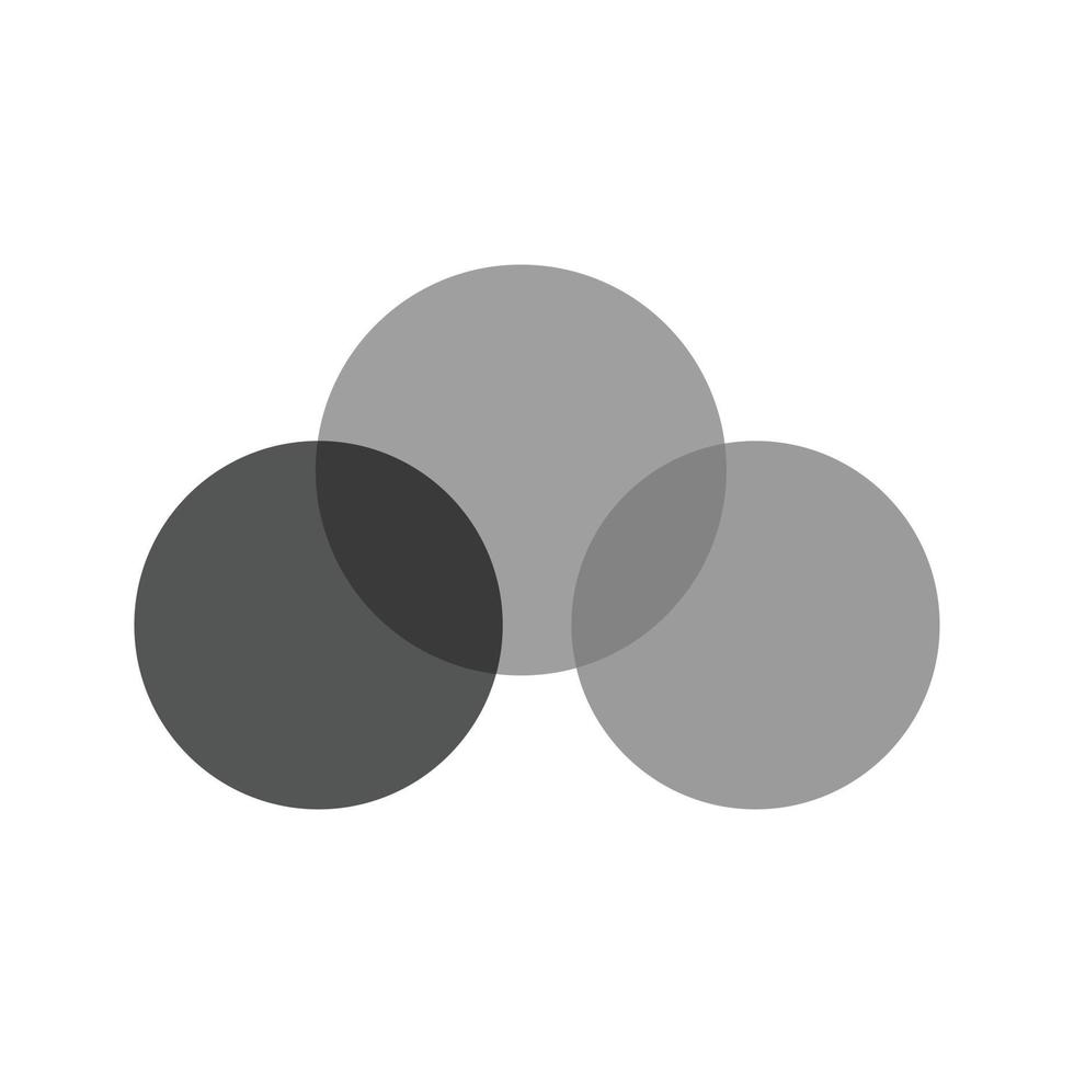 diagrama de venn icono plano en escala de grises vector