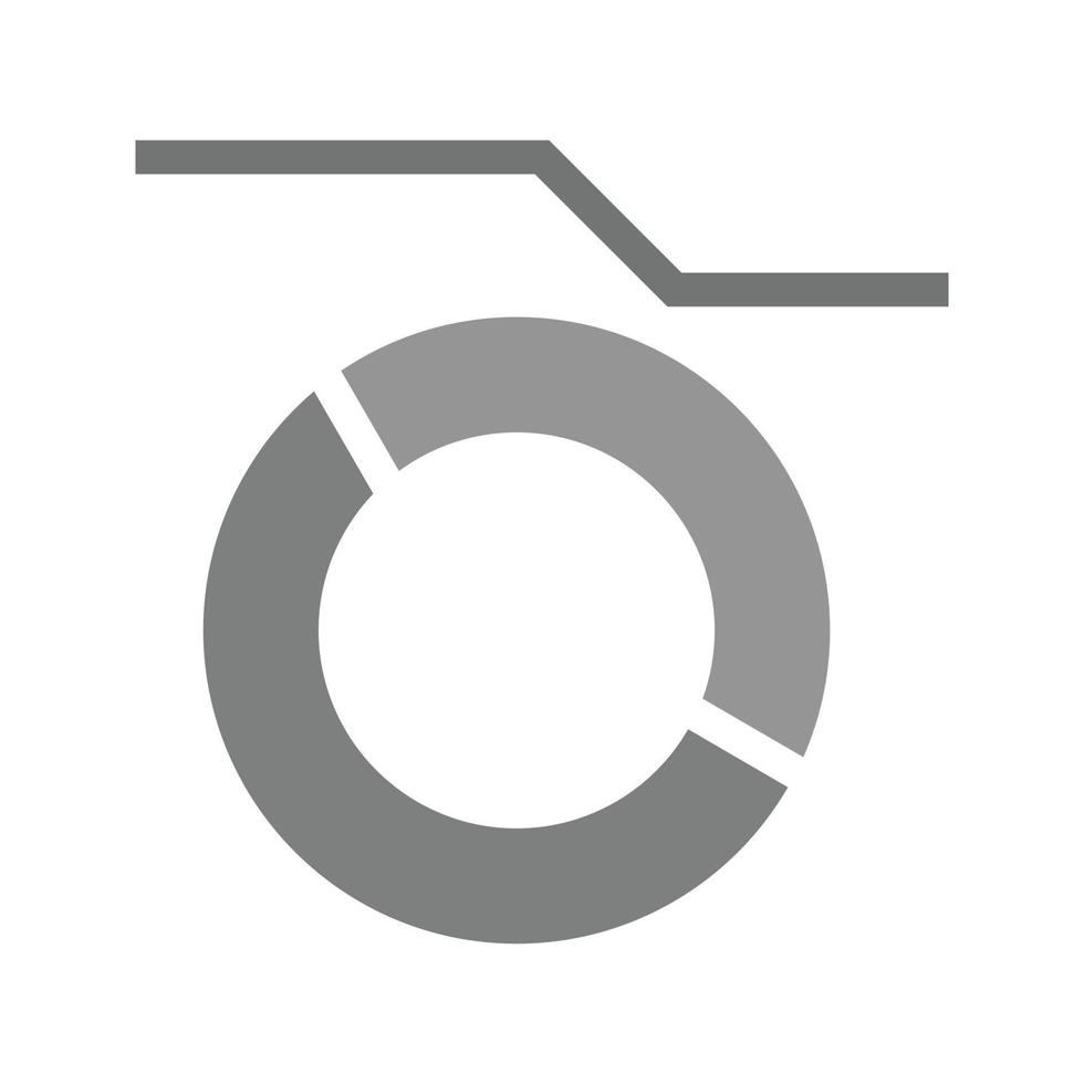 icono de escala de grises plana de gráfico de anillos marcados vector