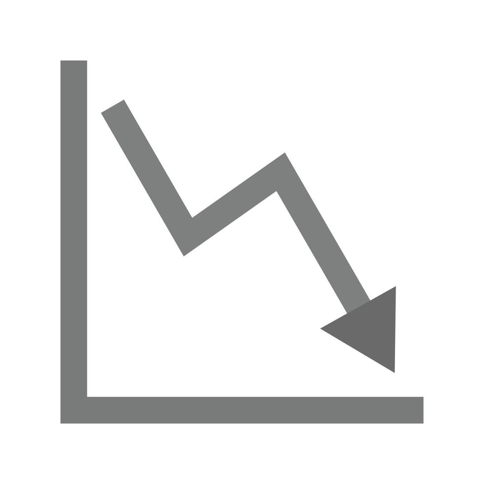 icono de escala de grises plano de gráfico de línea decreciente vector