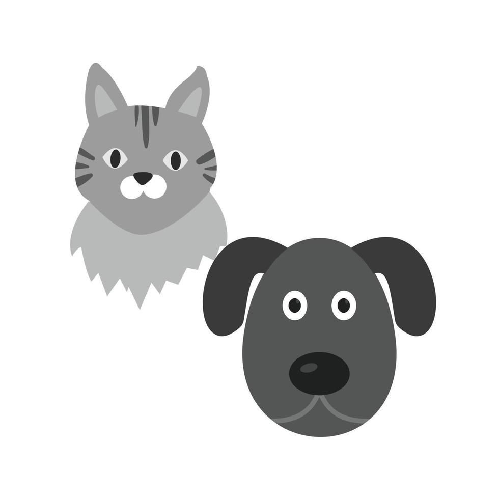 mascotas icono plano en escala de grises vector