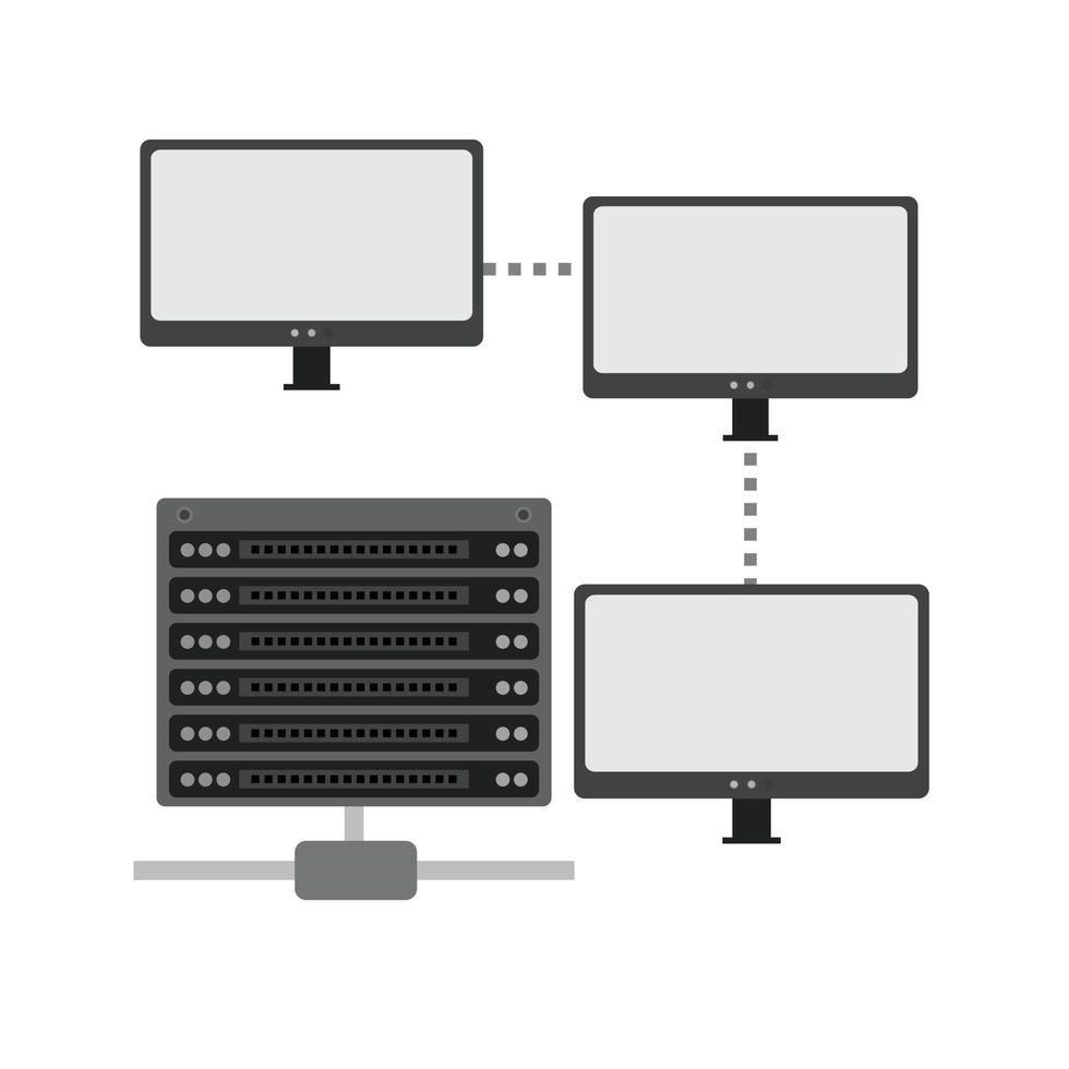 Conexiones de servidor icono plano en escala de grises vector