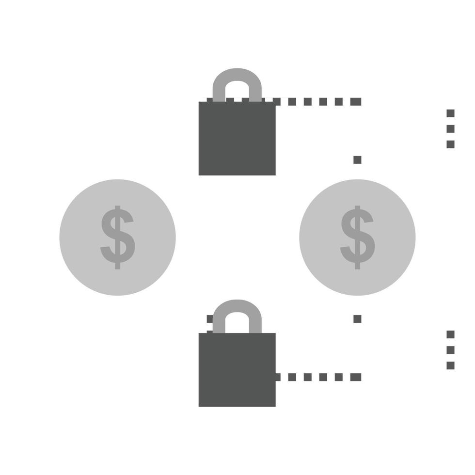 Secure Transactions Flat Greyscale Icon vector