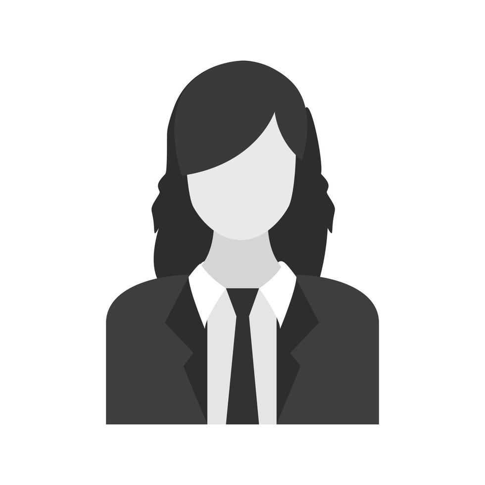 icono de escala de grises plana oficial de finanzas femenina vector