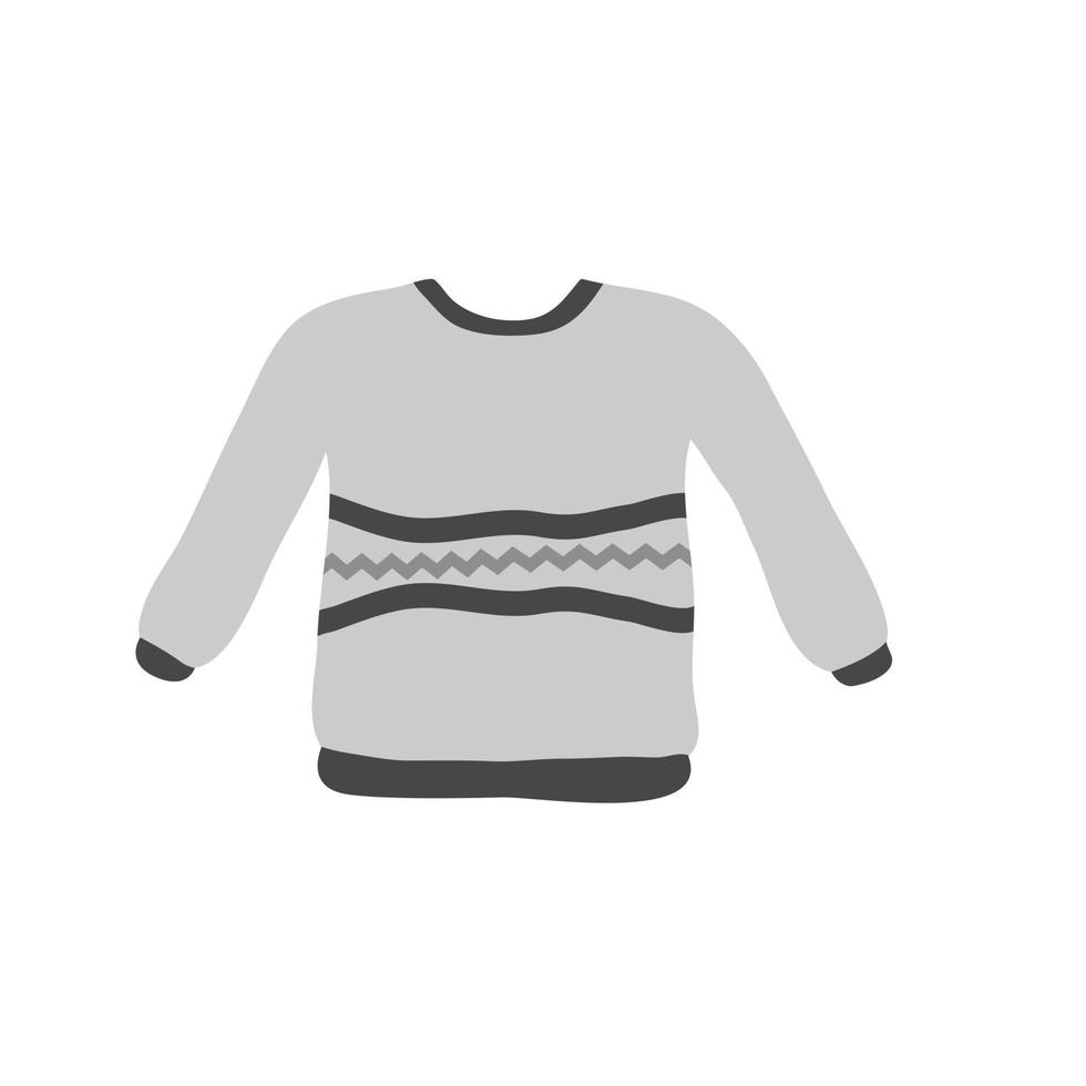 cálido suéter plano icono en escala de grises vector