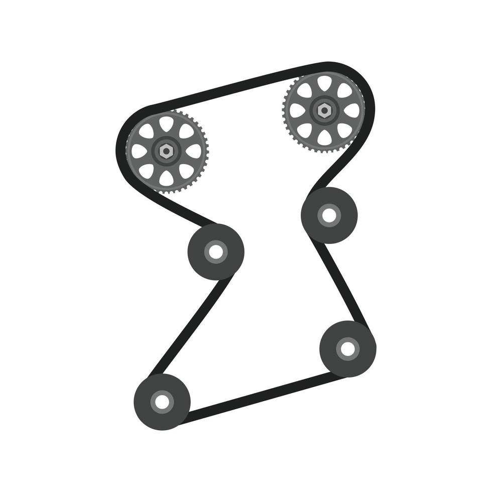 Timing Belt Flat Greyscale Icon vector