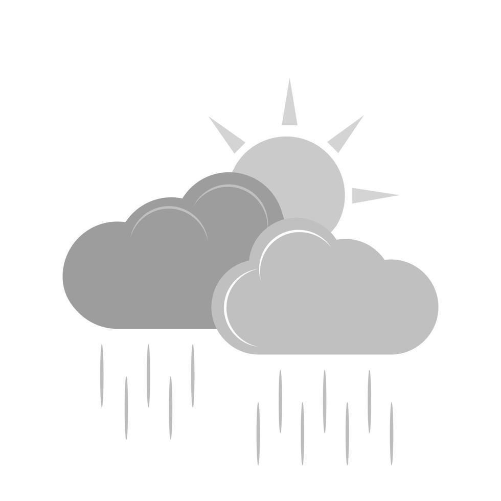 soleado y lluvioso i icono plano en escala de grises vector