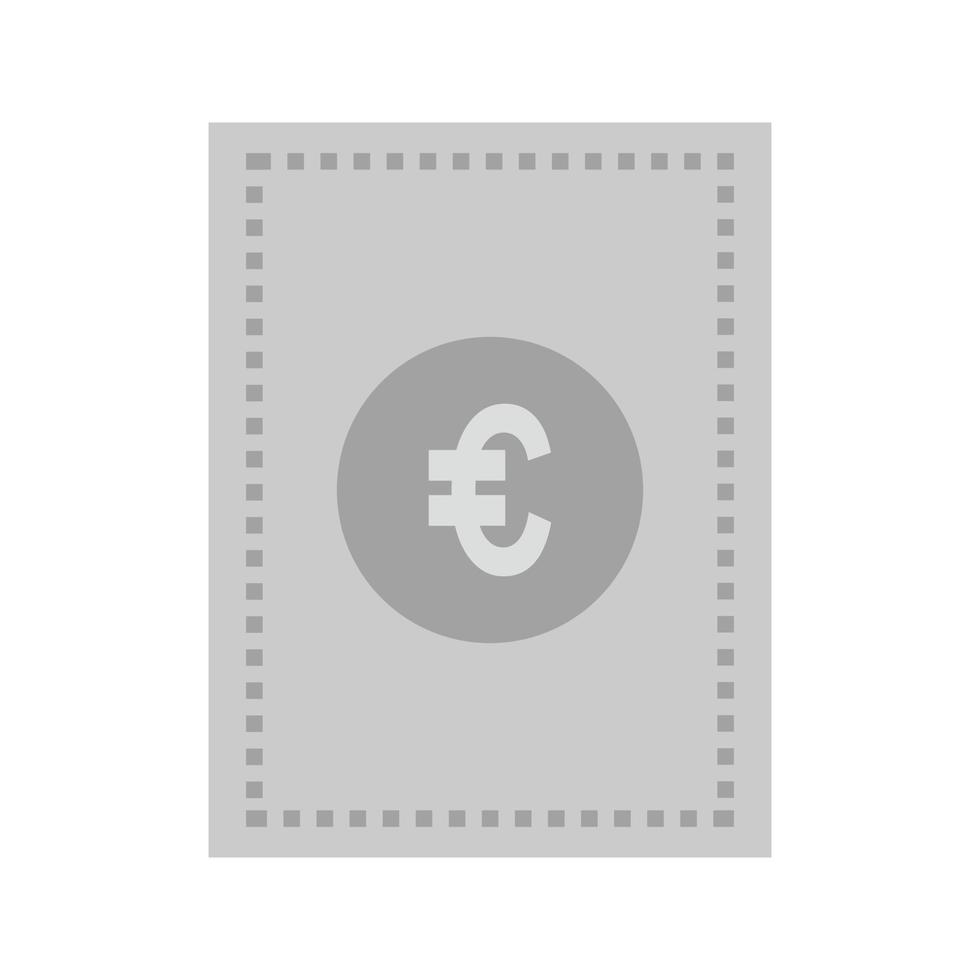 Euro Bill Flat Greyscale Icon vector