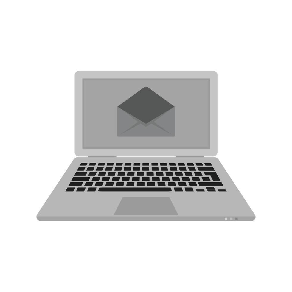 Email on Laptop Flat Greyscale Icon vector