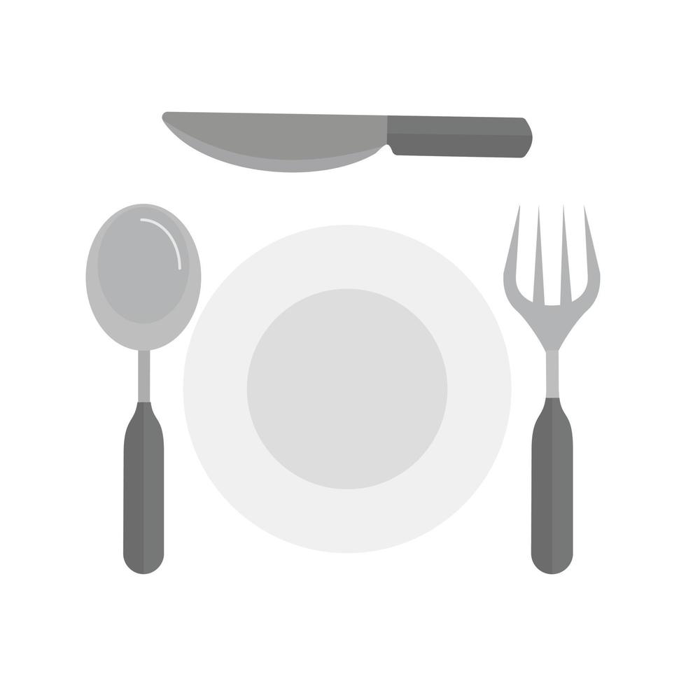 icono de escala de grises plana de comida de dos platos vector