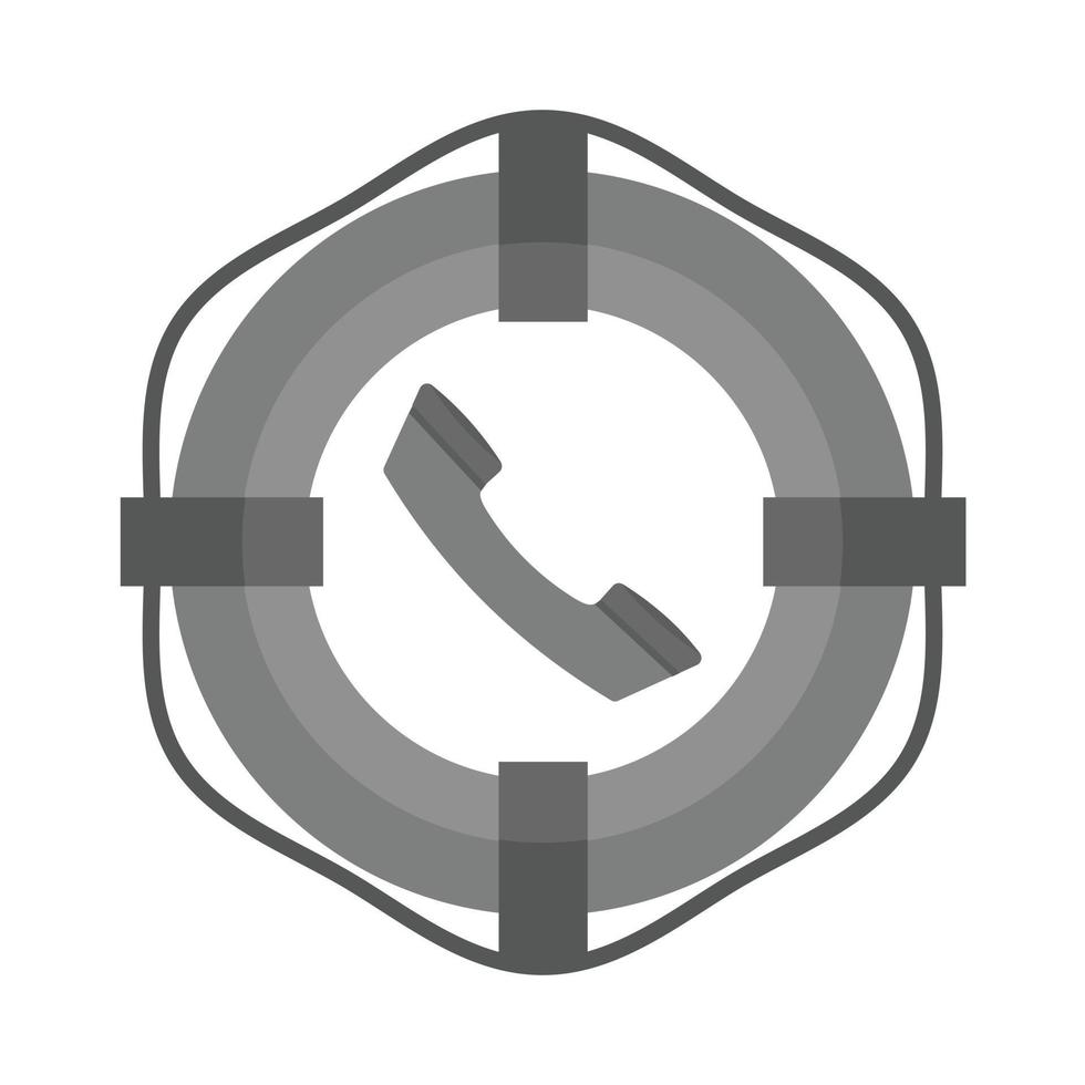 Call for Help Flat Greyscale Icon vector