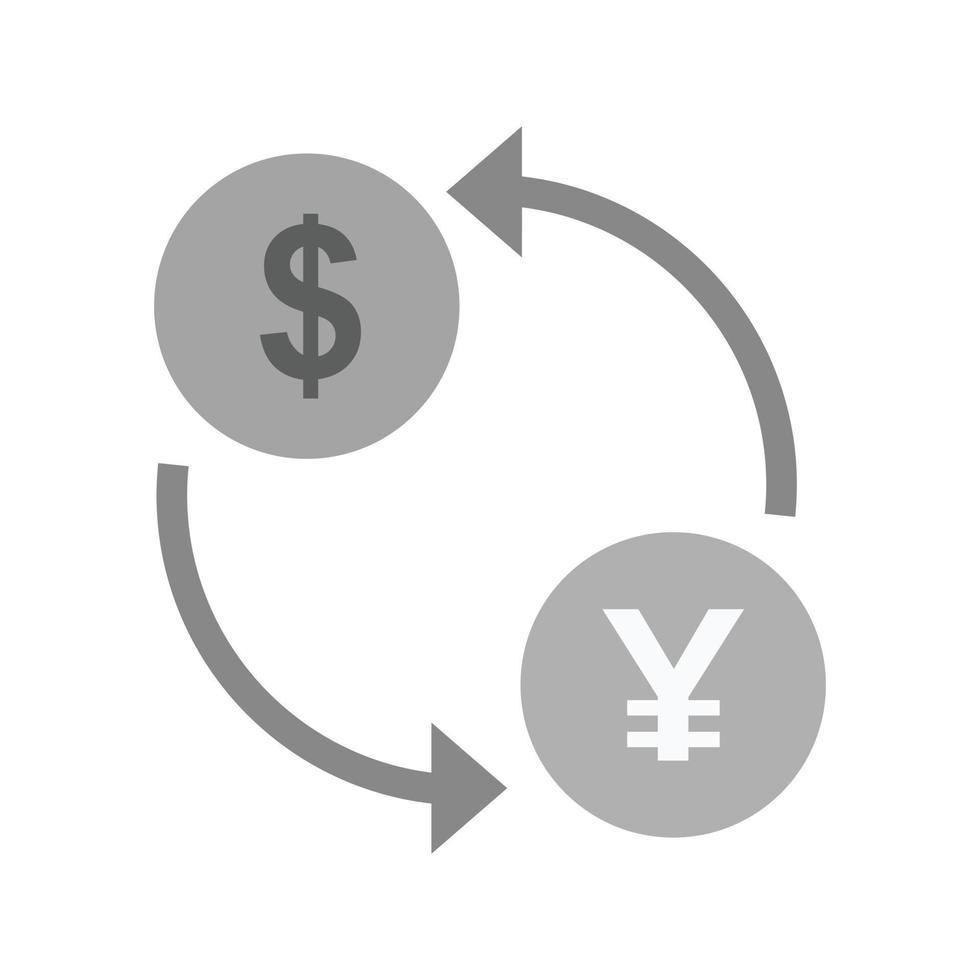 Dollar to Yen Convert Flat Greyscale Icon vector