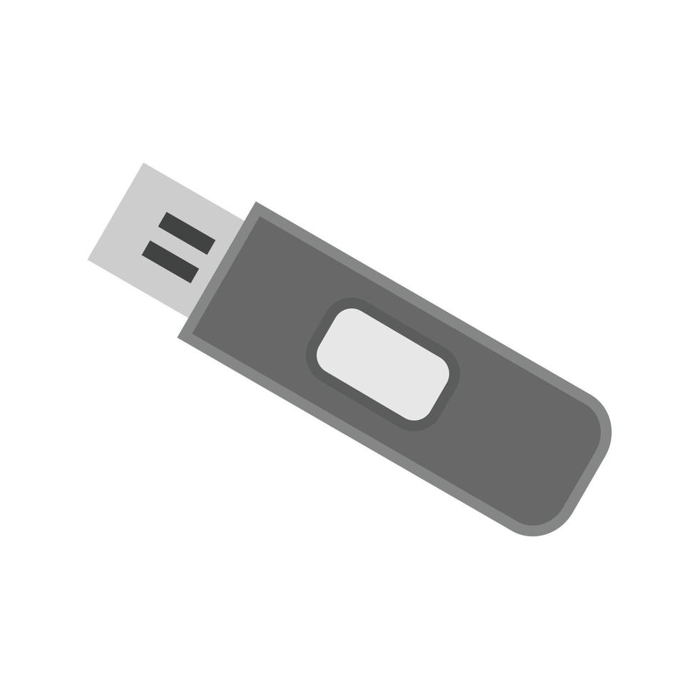 unidad usb i icono plano en escala de grises vector