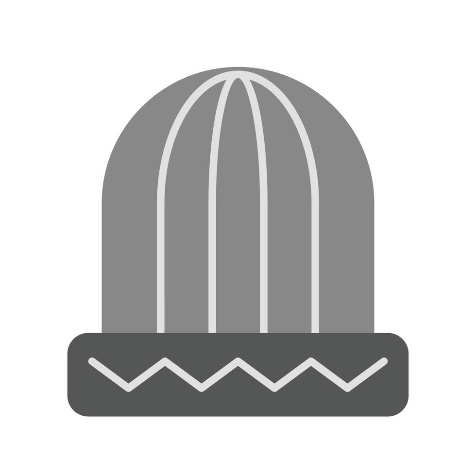 gorro cálido icono en escala de grises plana vector