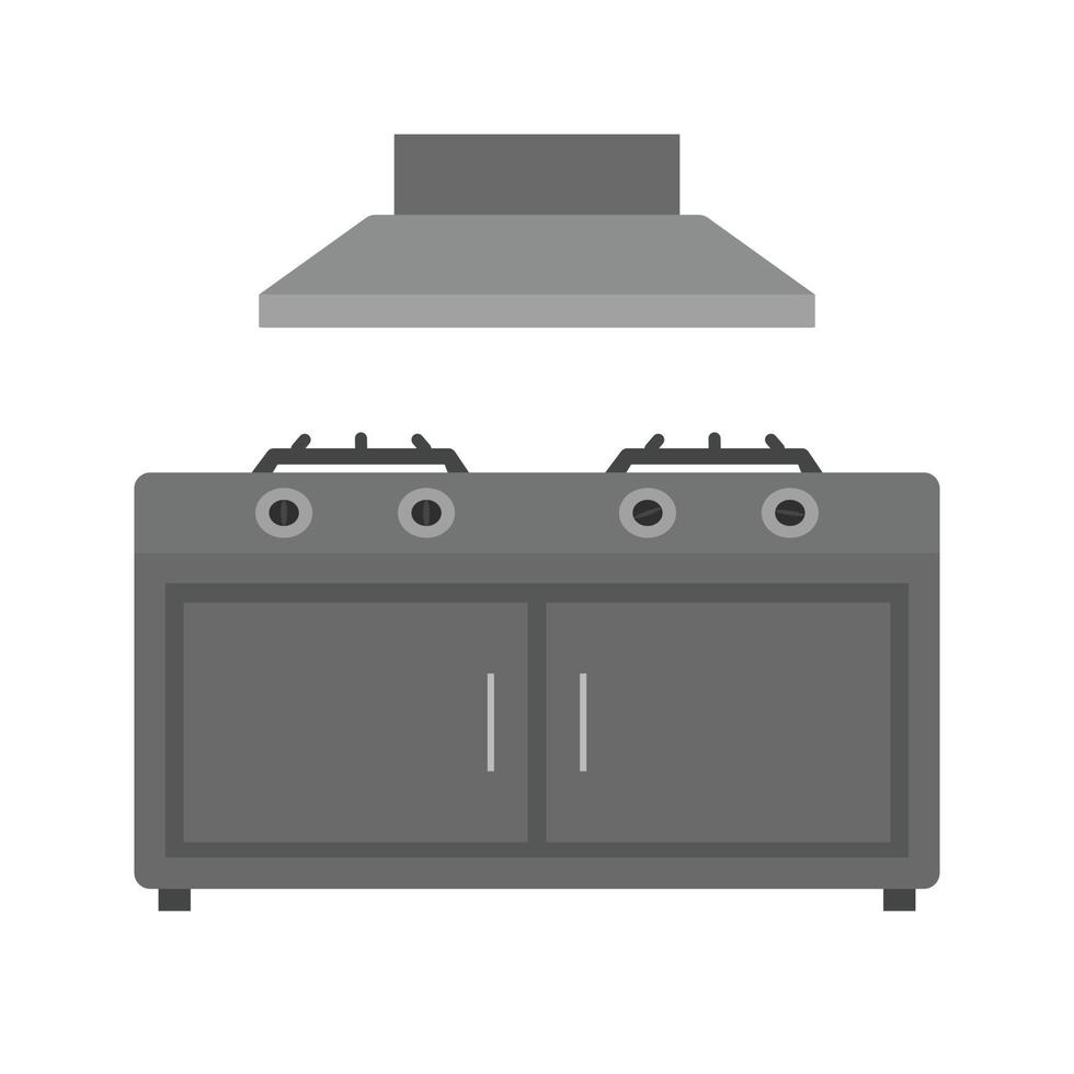 estufa de cocina plana icono en escala de grises vector