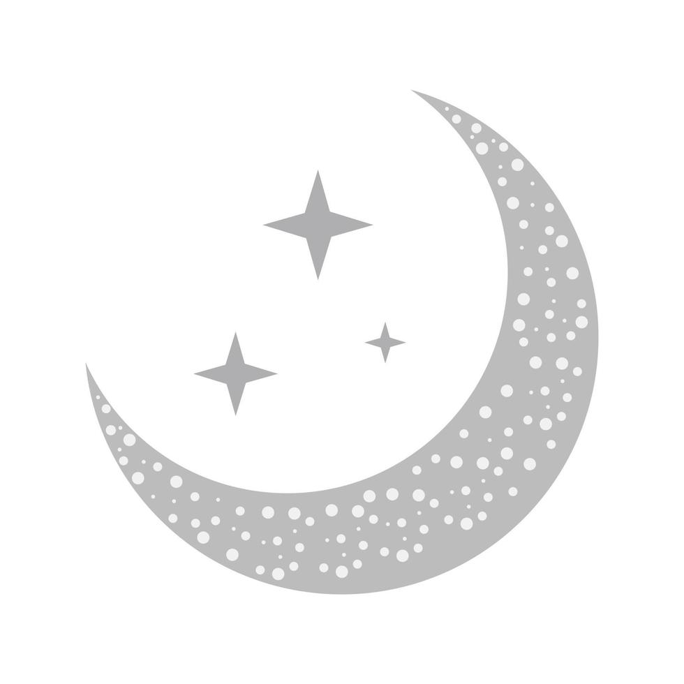 Moon and Stars Flat Greyscale Icon vector