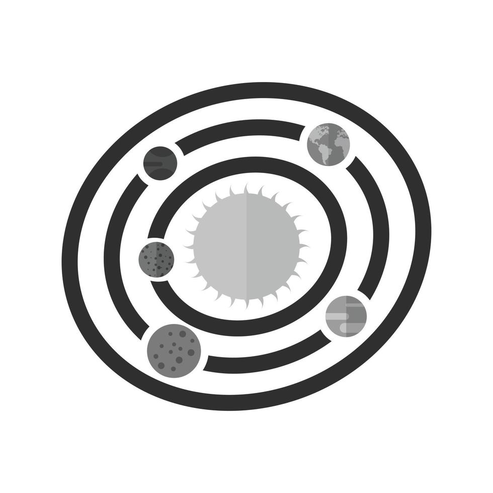 Solar System Flat Greyscale Icon vector