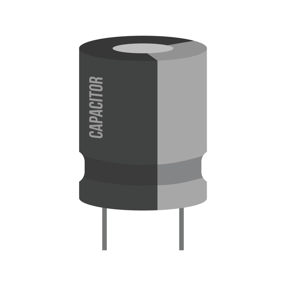 Capacitor Flat Greyscale Icon vector