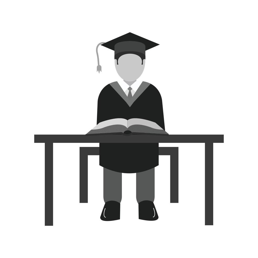 Studying on Desk II Flat Greyscale Icon vector