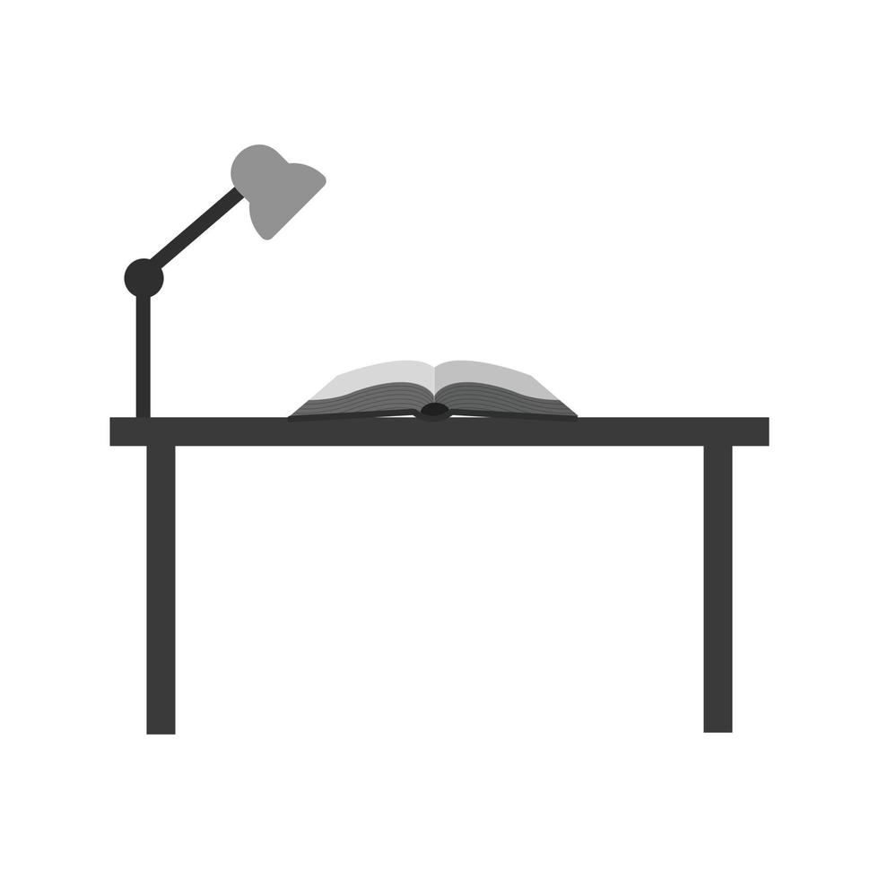 escritorio de estudio i icono plano en escala de grises vector