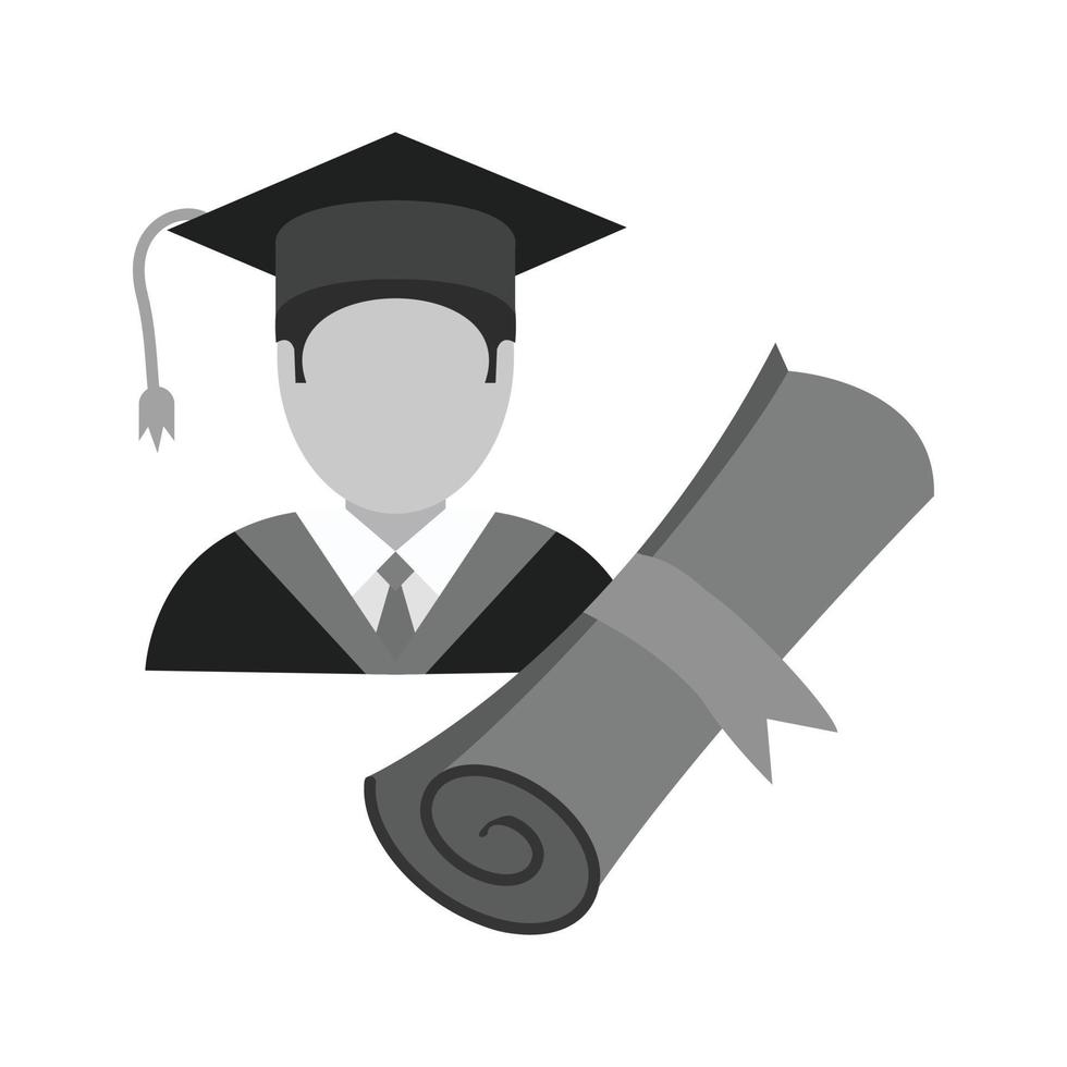 Male Graduate Flat Greyscale Icon vector