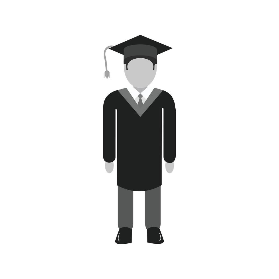 Student Standing Flat Greyscale Icon vector