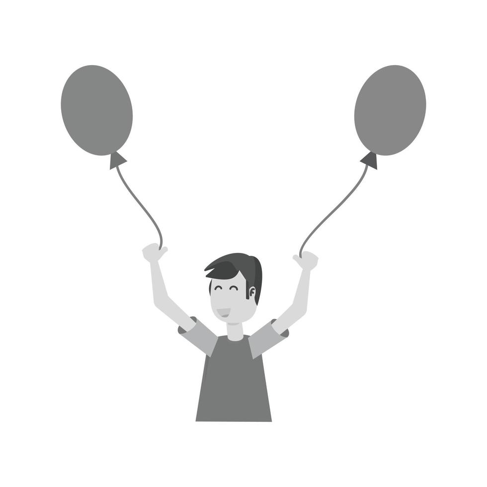 Child with Balloons Flat Greyscale Icon vector