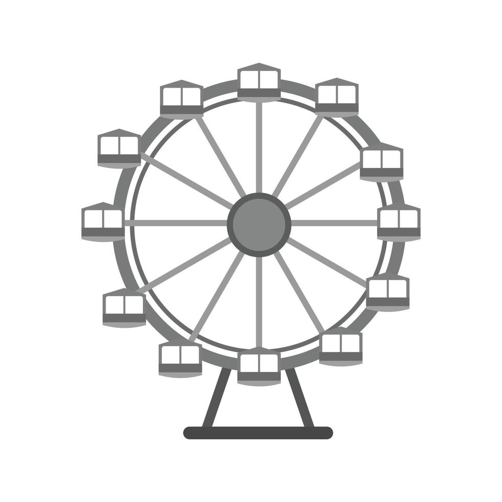 rueda de la fortuna icono plano en escala de grises vector