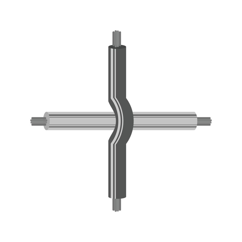 Wires Crossed Not Joined Flat Greyscale Icon vector