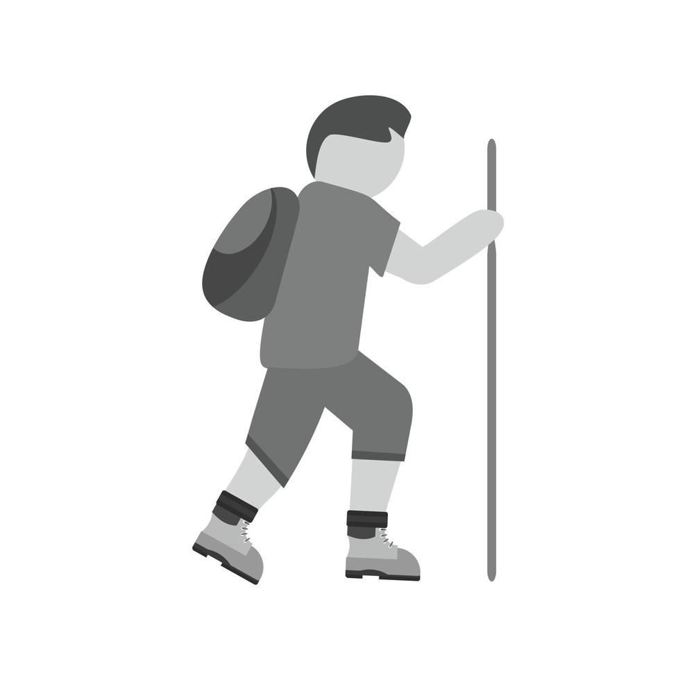 icono de trekking plano en escala de grises vector