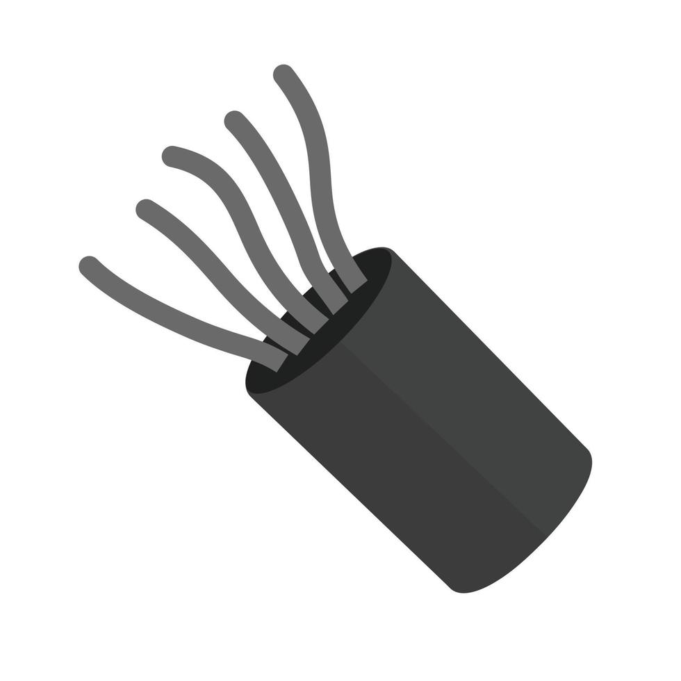 icono de escala de grises plana de cables eléctricos vector