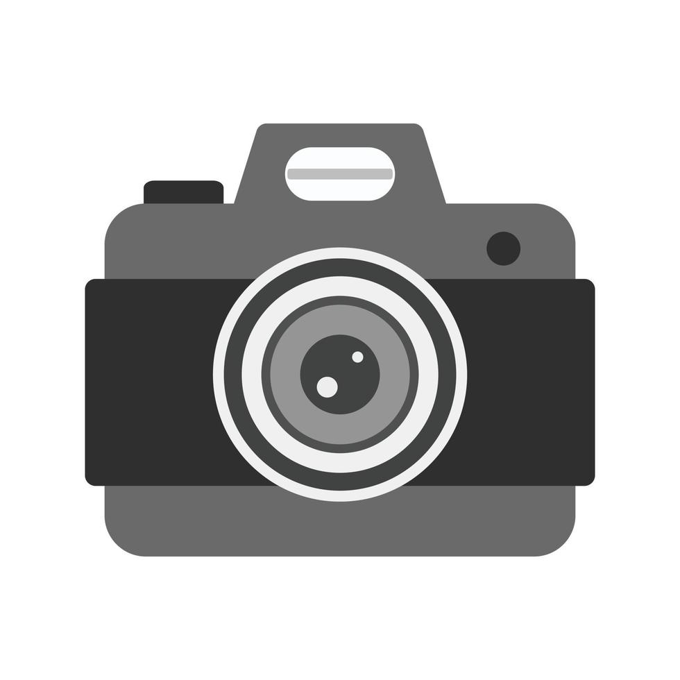 DSLR Camera Flat Greyscale Icon vector
