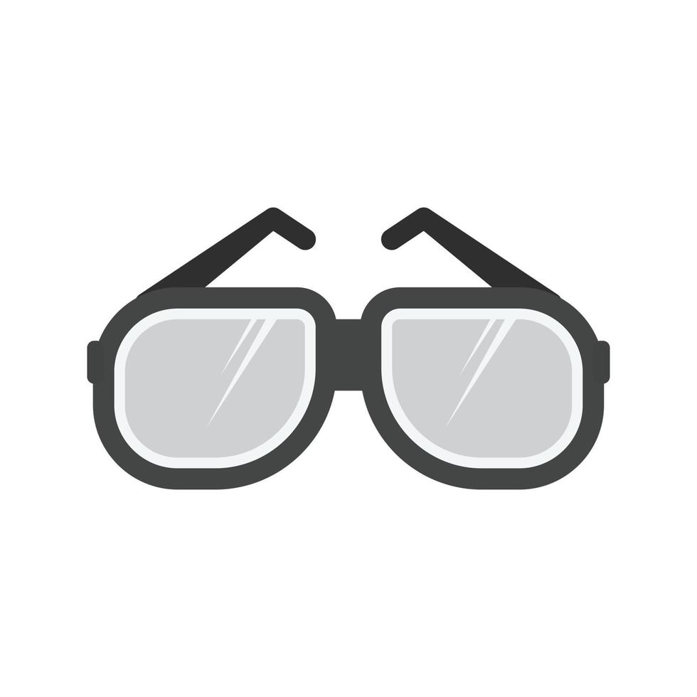 icono de gafas planas en escala de grises vector