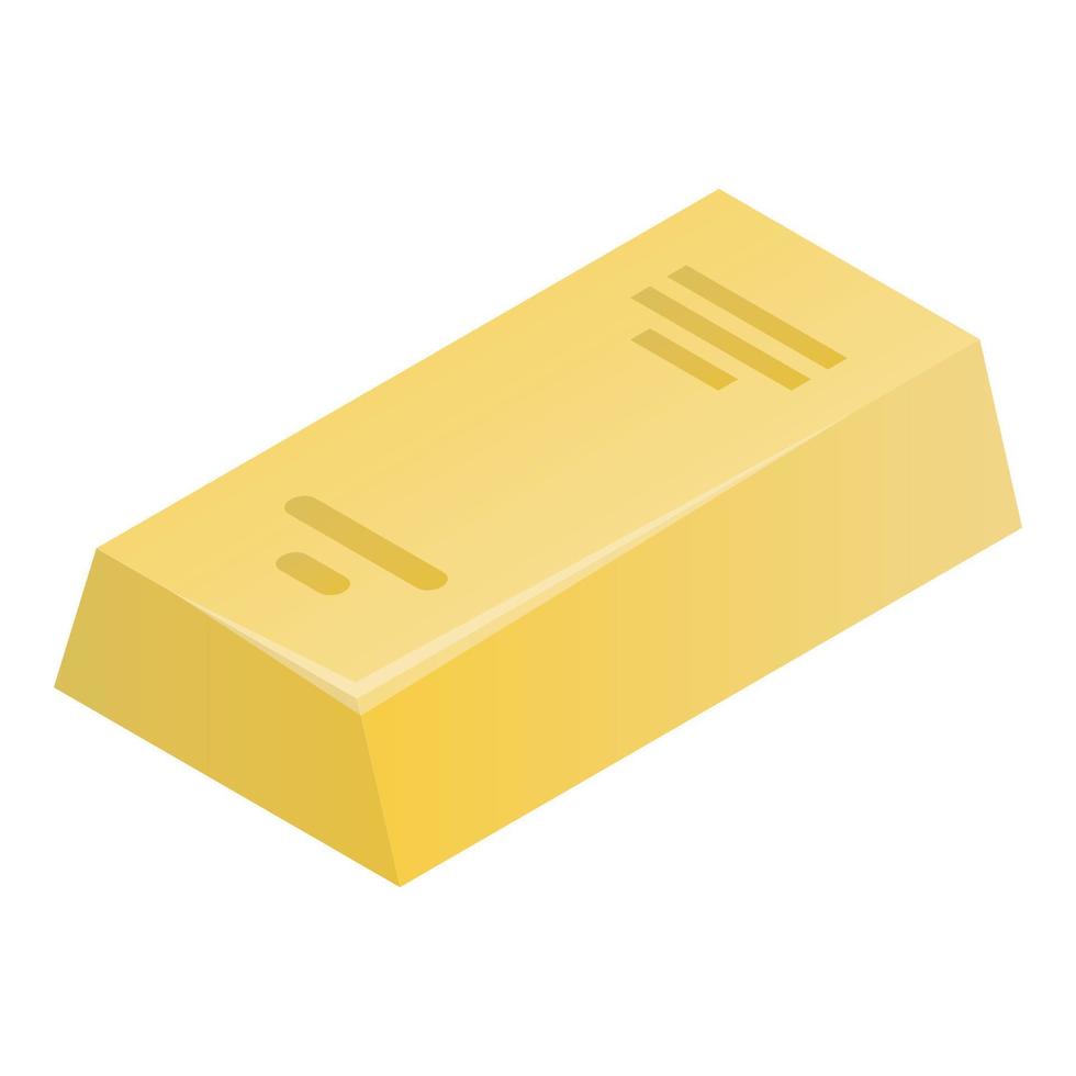 Gold bar icon, isometric style vector