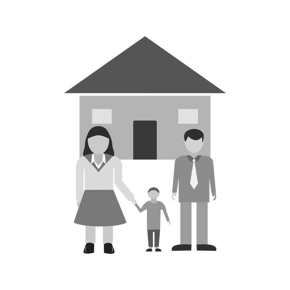 casa familiar icono plano en escala de grises vector