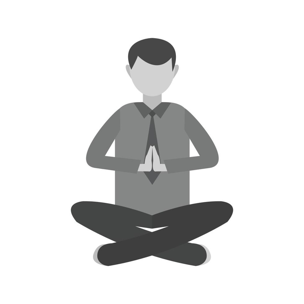 icono de escala de grises plana de yoga vector