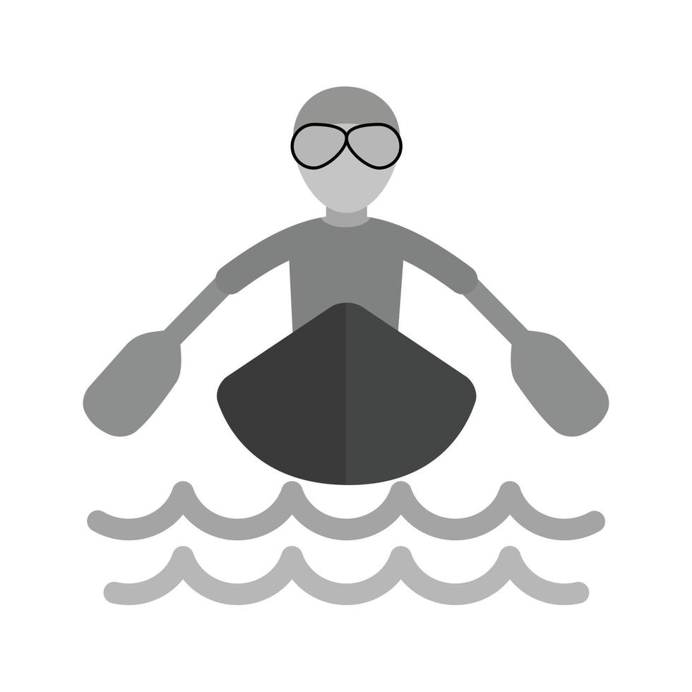 Rowing Person Flat Greyscale Icon vector