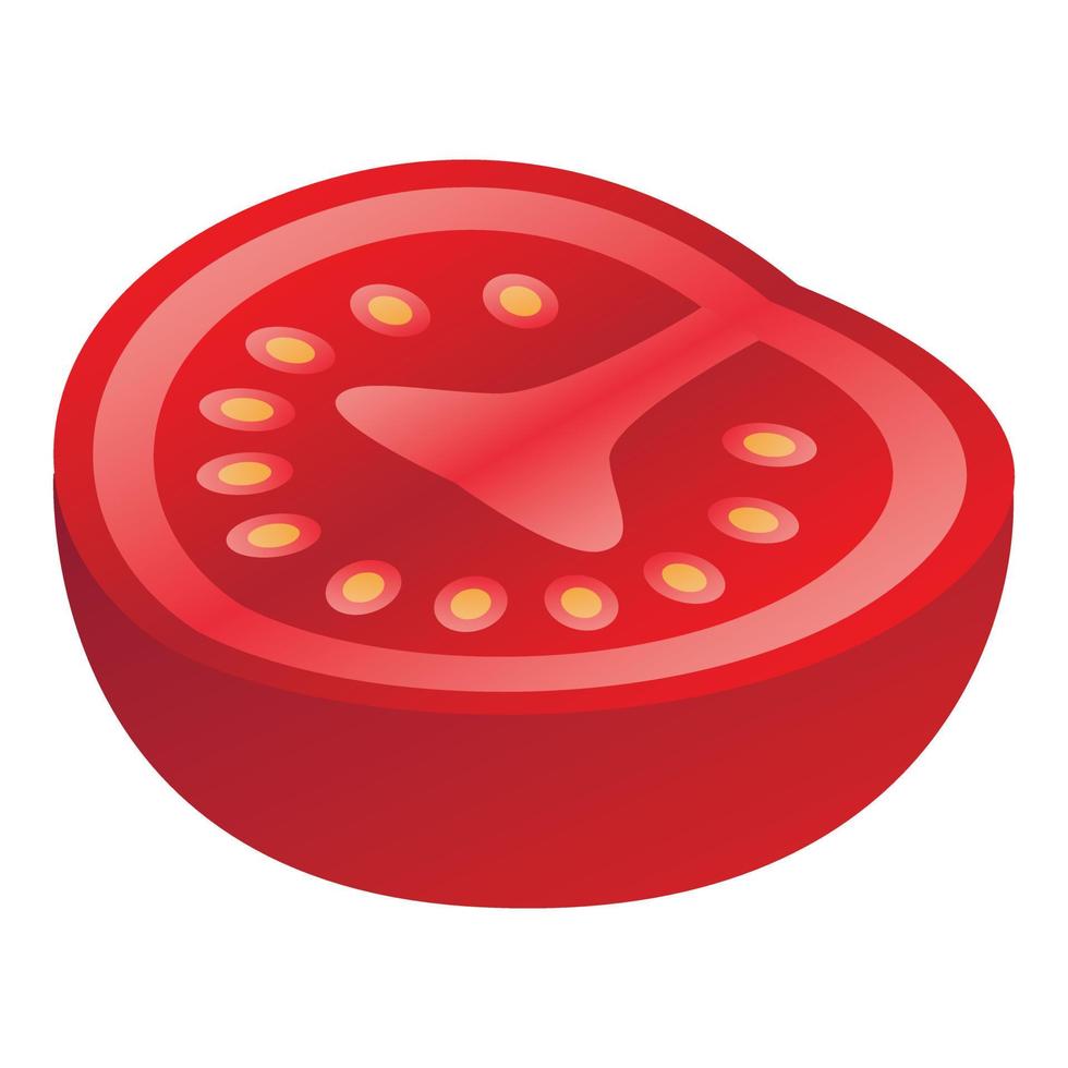 Half fresh tomato icon, isometric style vector