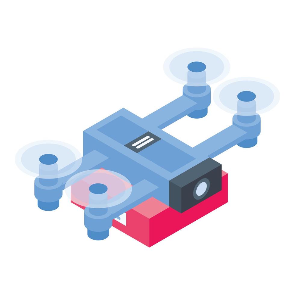 Blue drone delivery icon, isometric style vector
