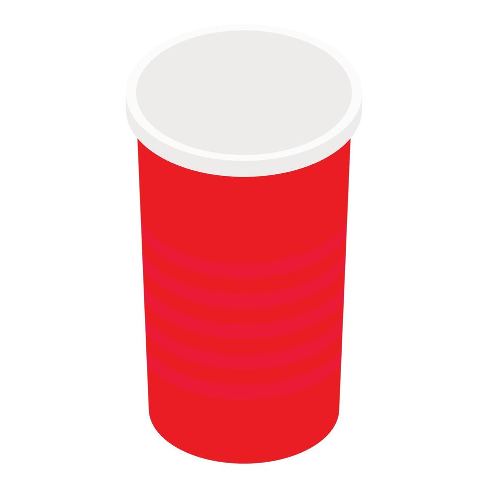 icono de vaso de plástico rojo, estilo isométrico vector