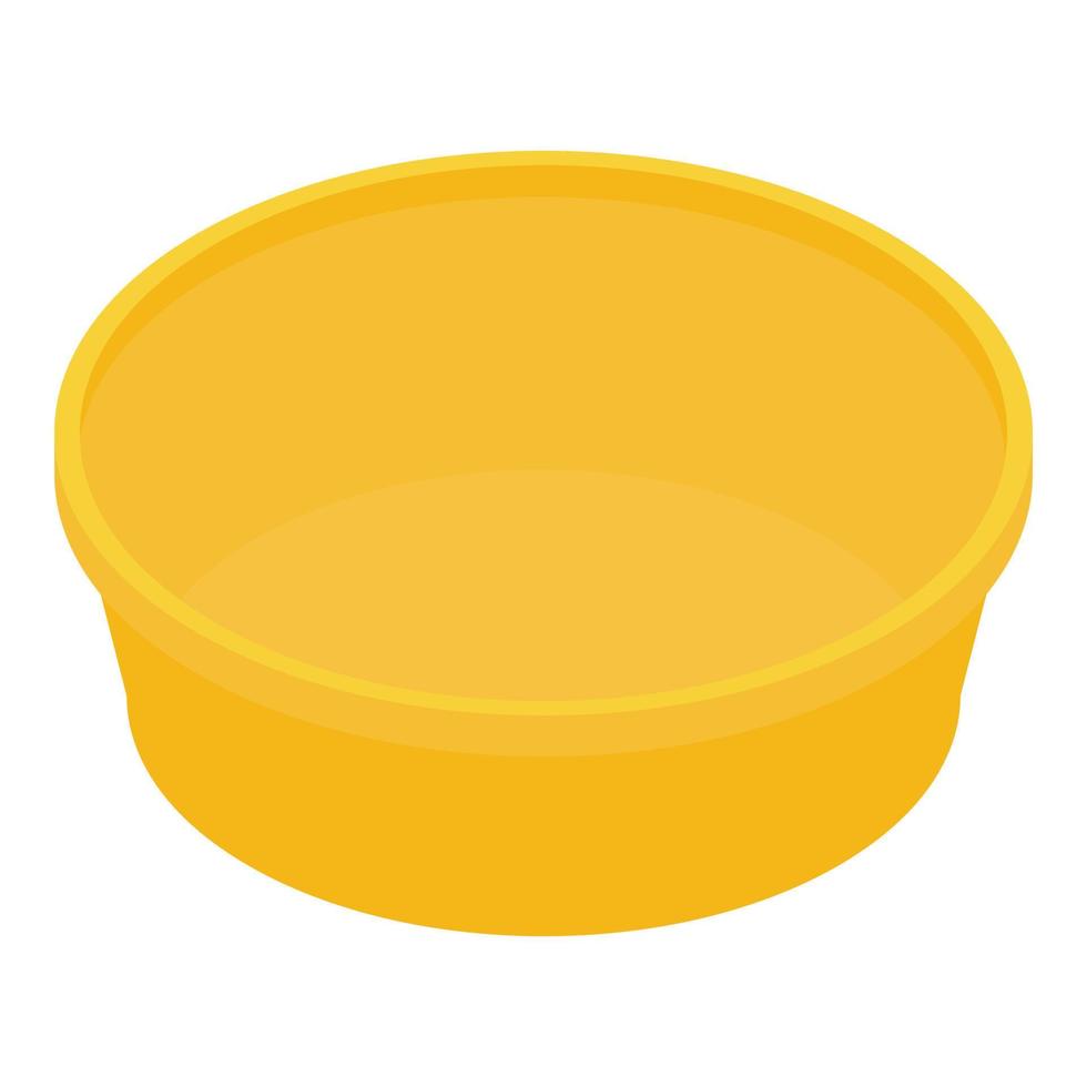 icono de recipiente de plástico amarillo, estilo isométrico vector