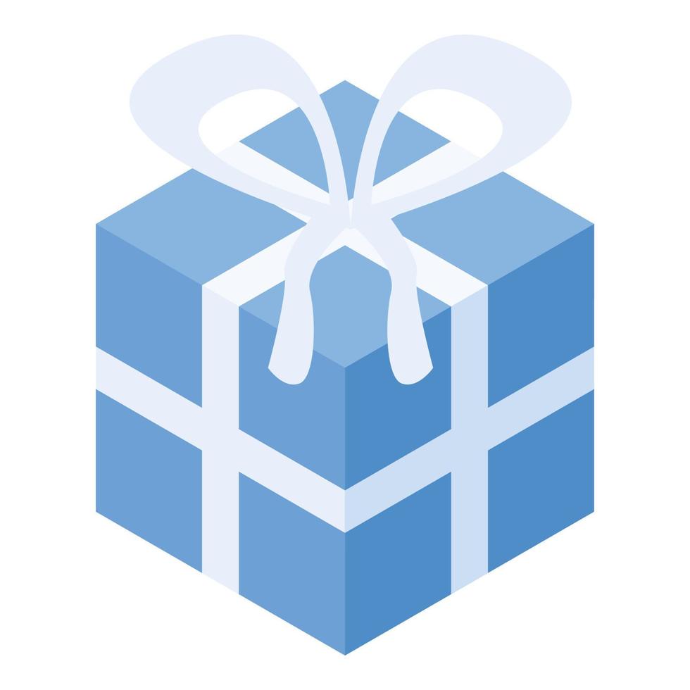 Blue gift box icon, isometric style vector