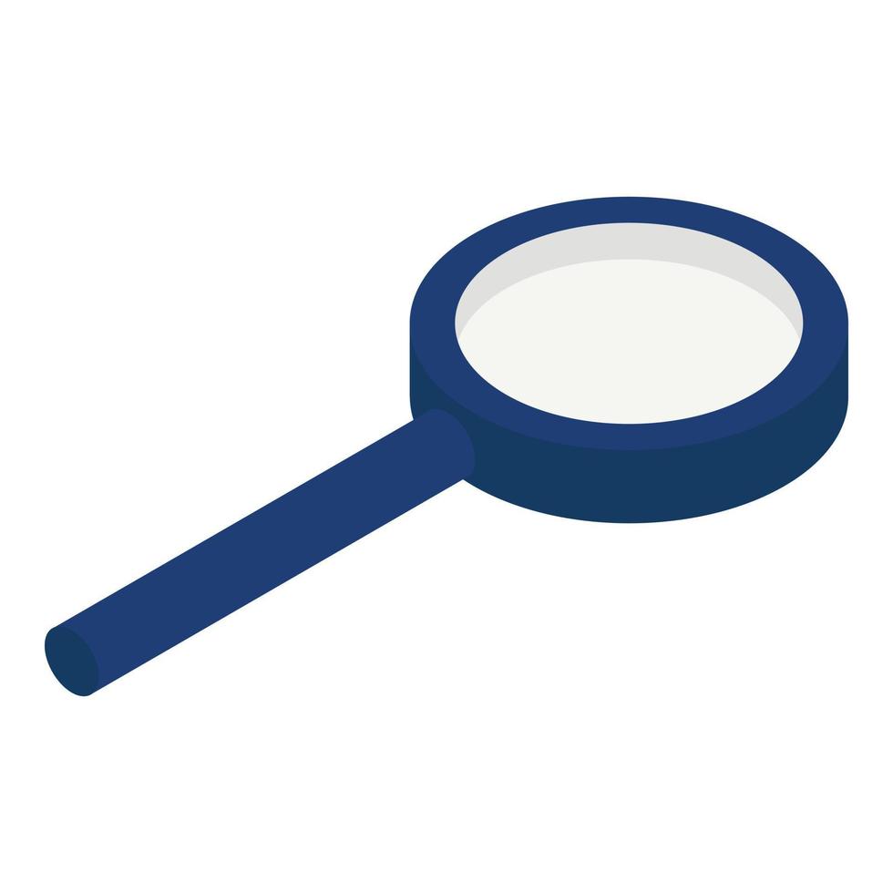 Blue magnify glass icon, isometric style vector