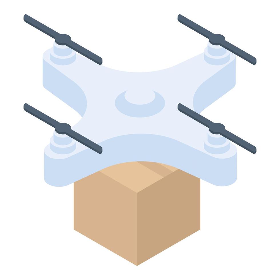 Drone parcel delivery icon, isometric style vector