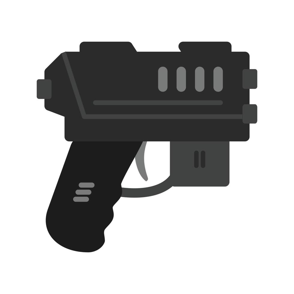 icono de pistola plana en escala de grises vector