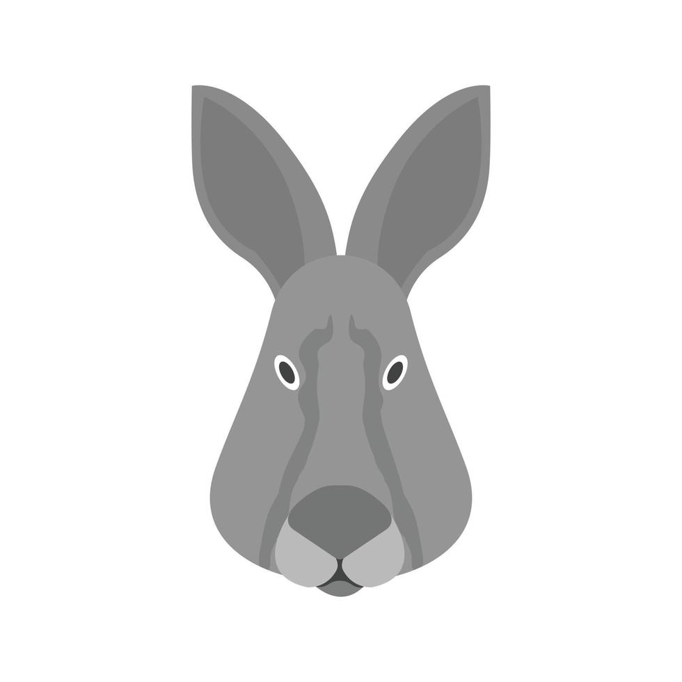 Rabbit Face Flat Greyscale Icon vector