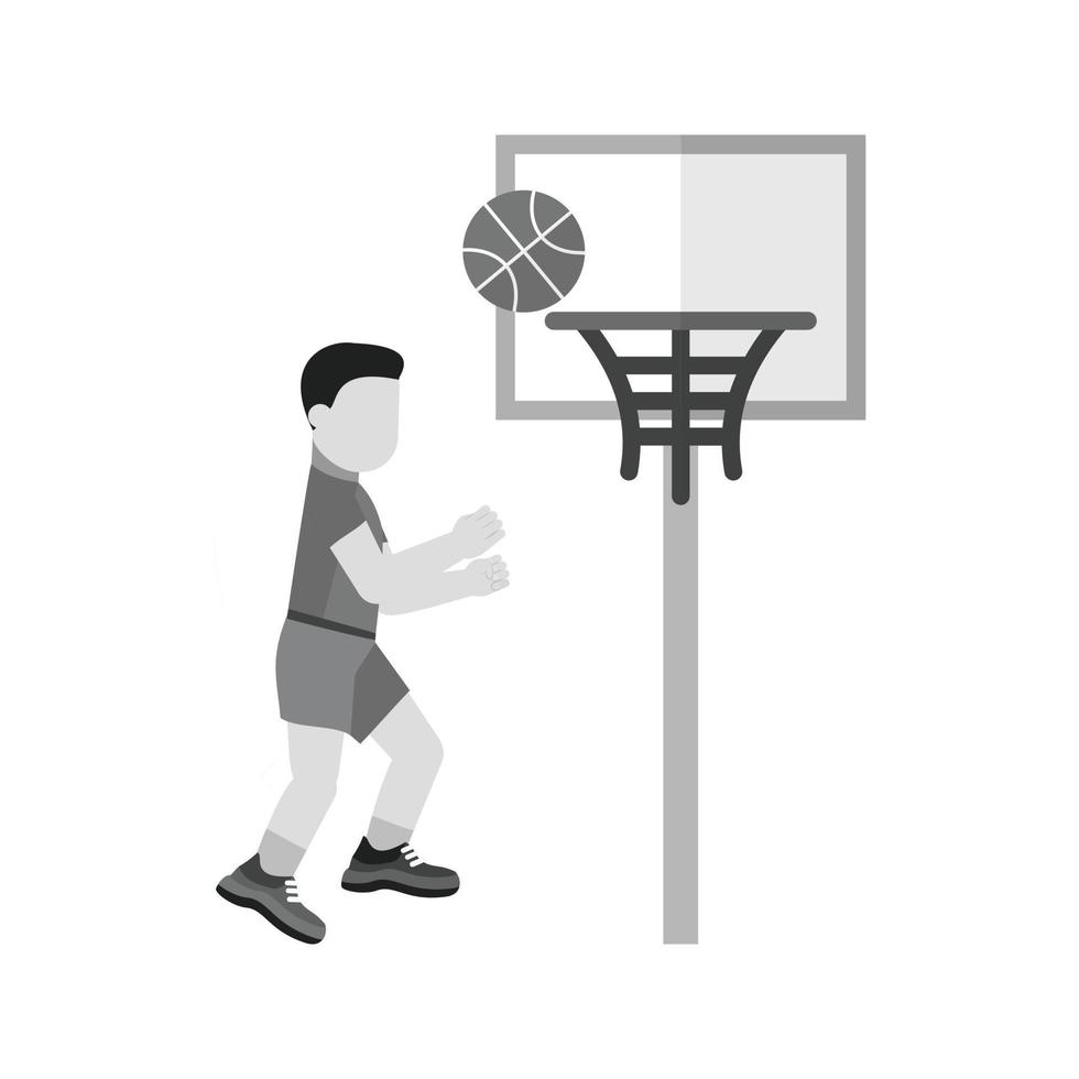 jugador de baloncesto icono plano en escala de grises vector