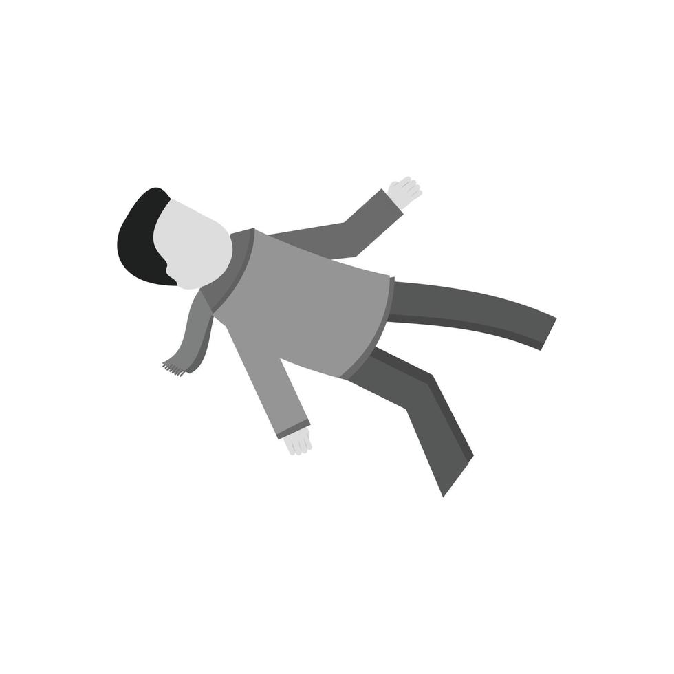 Falling off ice Flat Greyscale Icon vector